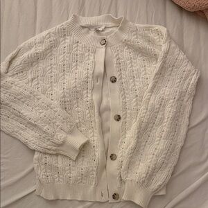 Time and Tru Women's Ivory Cable Knit Cardigan